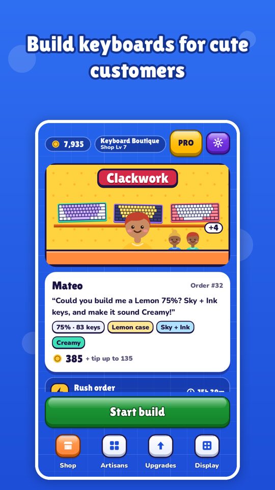 Clackwork home screen
